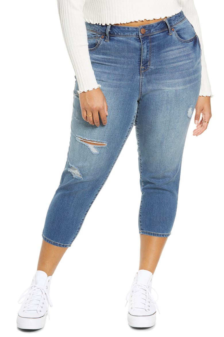 Distressed Capri Jeans, Main, color, CARIN