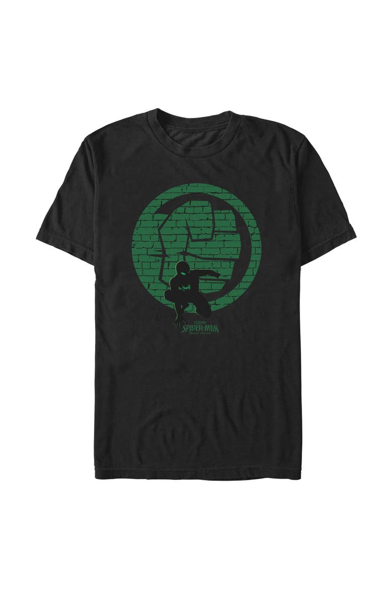 Mens Marvel Spider-Man Brand New Day Hulk Fist Wall Logo T Shirt, Main, color, Black