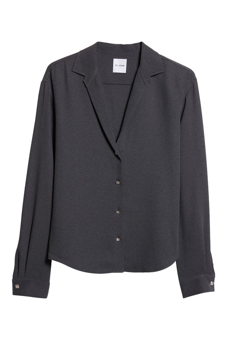 Heathered Crepe Shirt, Alternate, color, DARK GREY MELANGE