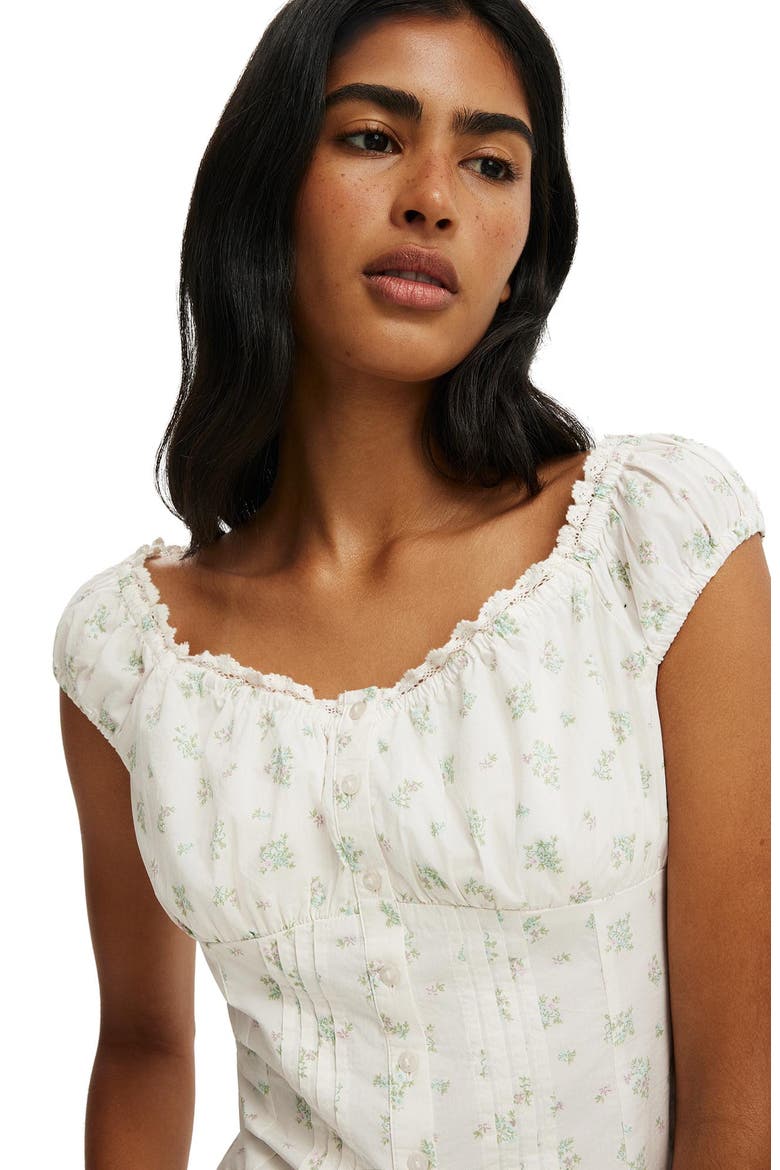 Women's Jamie Off Shoulder Top, Alternate, color, Brittany Bunch Ditsy Coconut