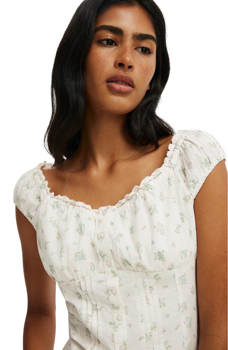 Cotton On Women's Jamie Off Shoulder Top, Alternate, color, Brittany Bunch Ditsy Coconut