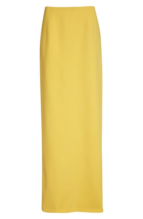 Stretch Virgin Wool Column Skirt