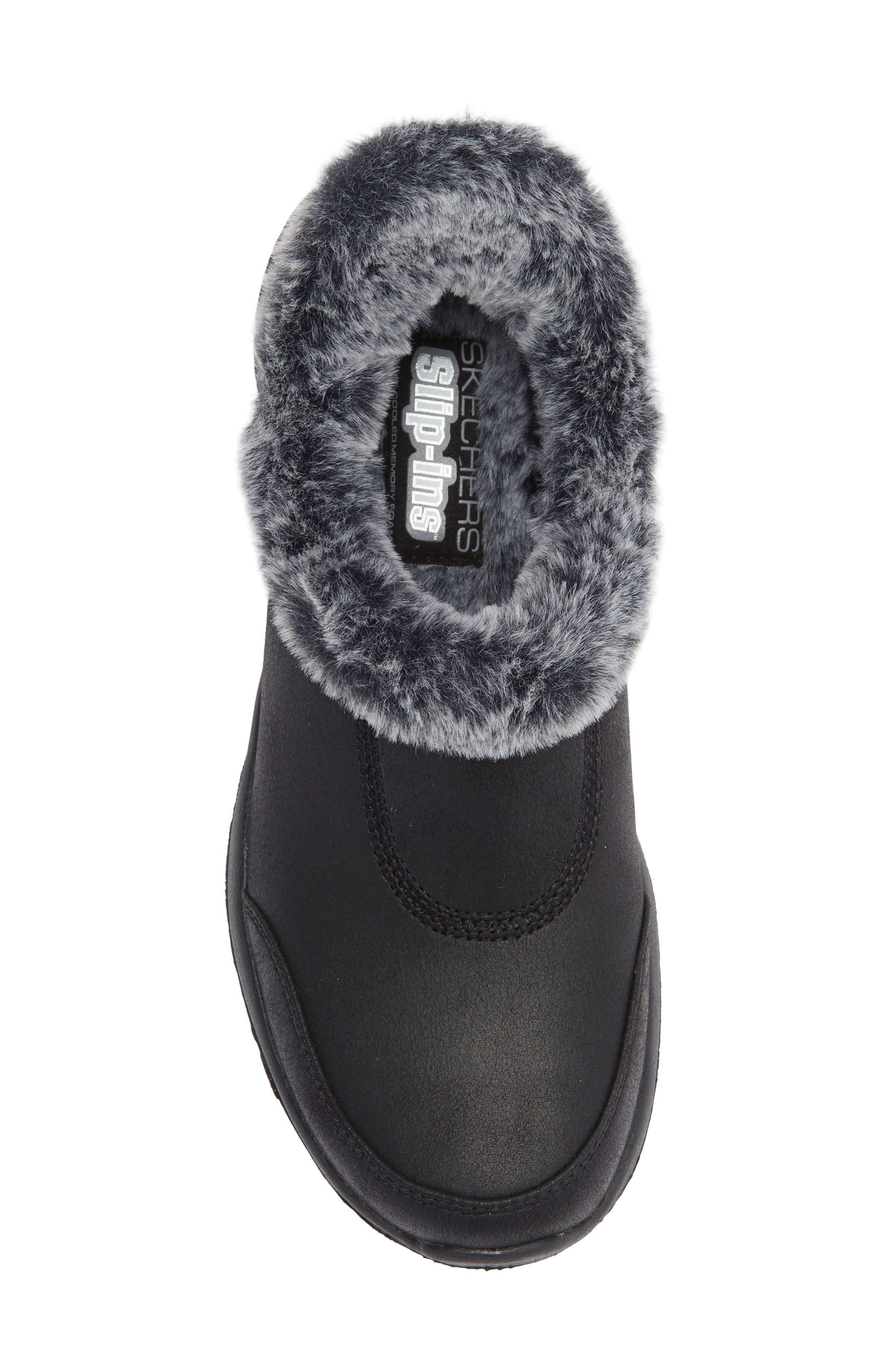SKECHERS Faux Fur Lined Slip On, Alternate, color, Black/Grey