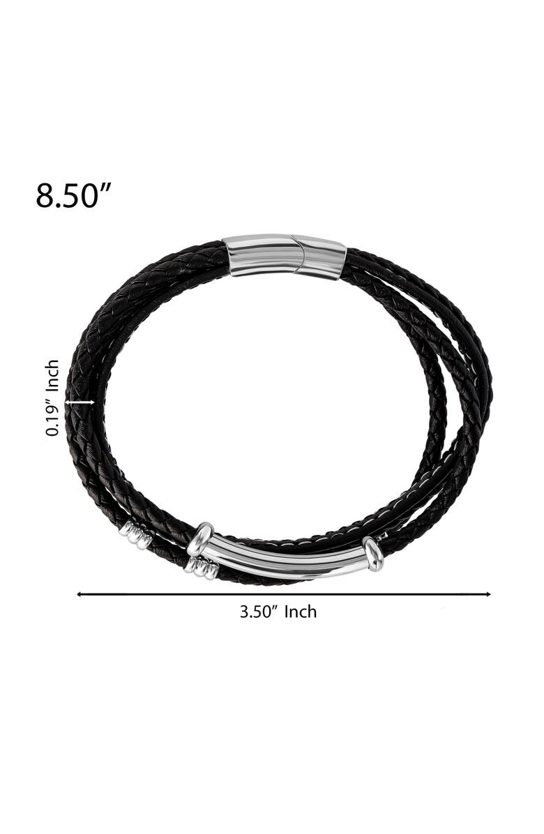 Lucky Brand Stainless Steel Triple Row Black Cord Bracelet - 8.25", Alternate, color, Black / Silver