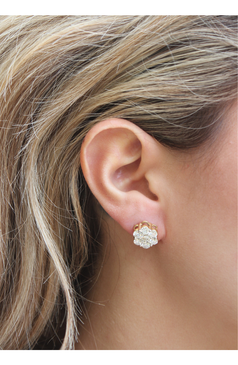 LuvMyJewelry Meadow 14K Yellow Gold Cluster Lab Grown Diamond Unisex Earrings - 3.11 Cts, Alternate, color, 14K Yellow Gold