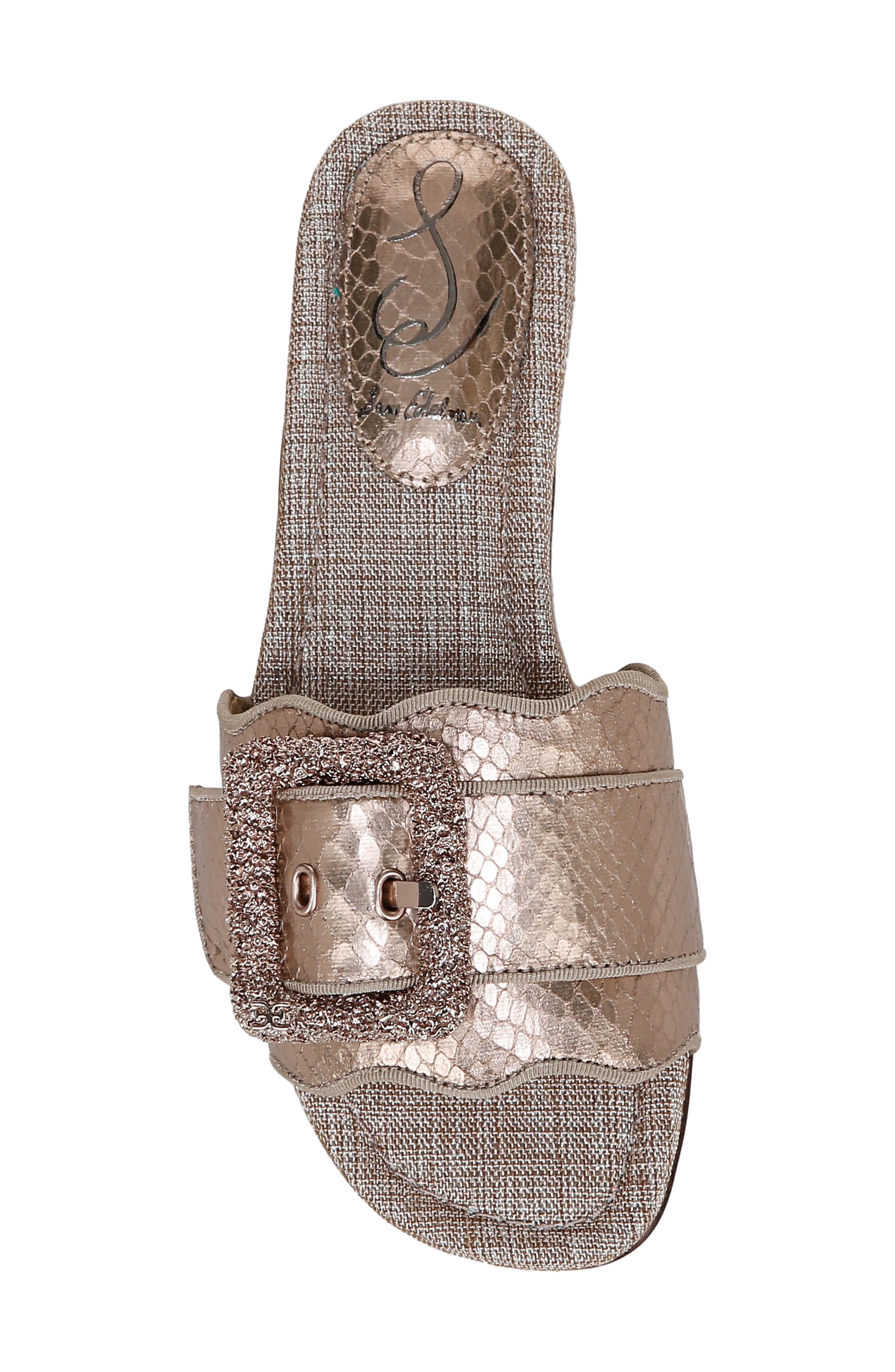 Sam Edelman Bambi Raffia Buckle Slide Sandal, Alternate, color, Pewter