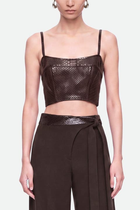 Snake Effect Faux Leather Bralet