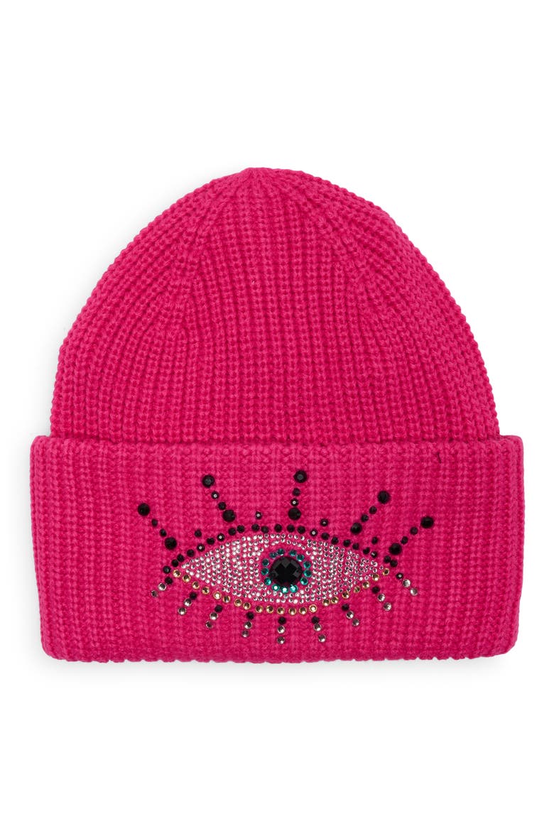 Evil Eye Beanie, Main, color, FUCHSIA