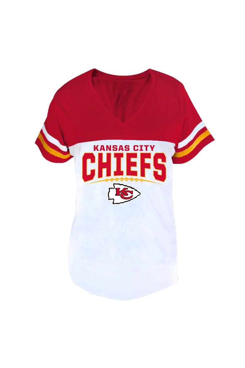 Women's Profile Red/White Kansas City Chiefs Plus Size Split Body V-Neck T-shirt, Main, color, Red