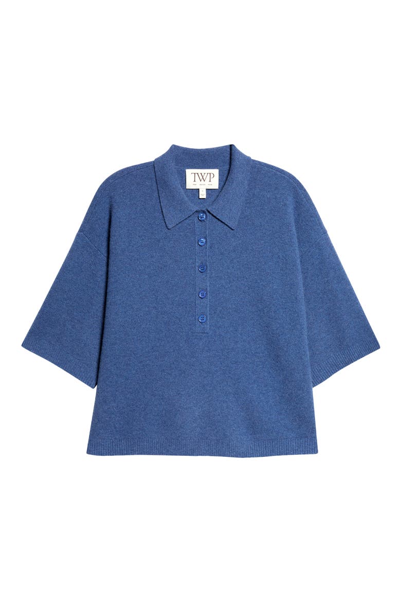 Cashmere Polo Sweater, Main, color, SOFT DENIM