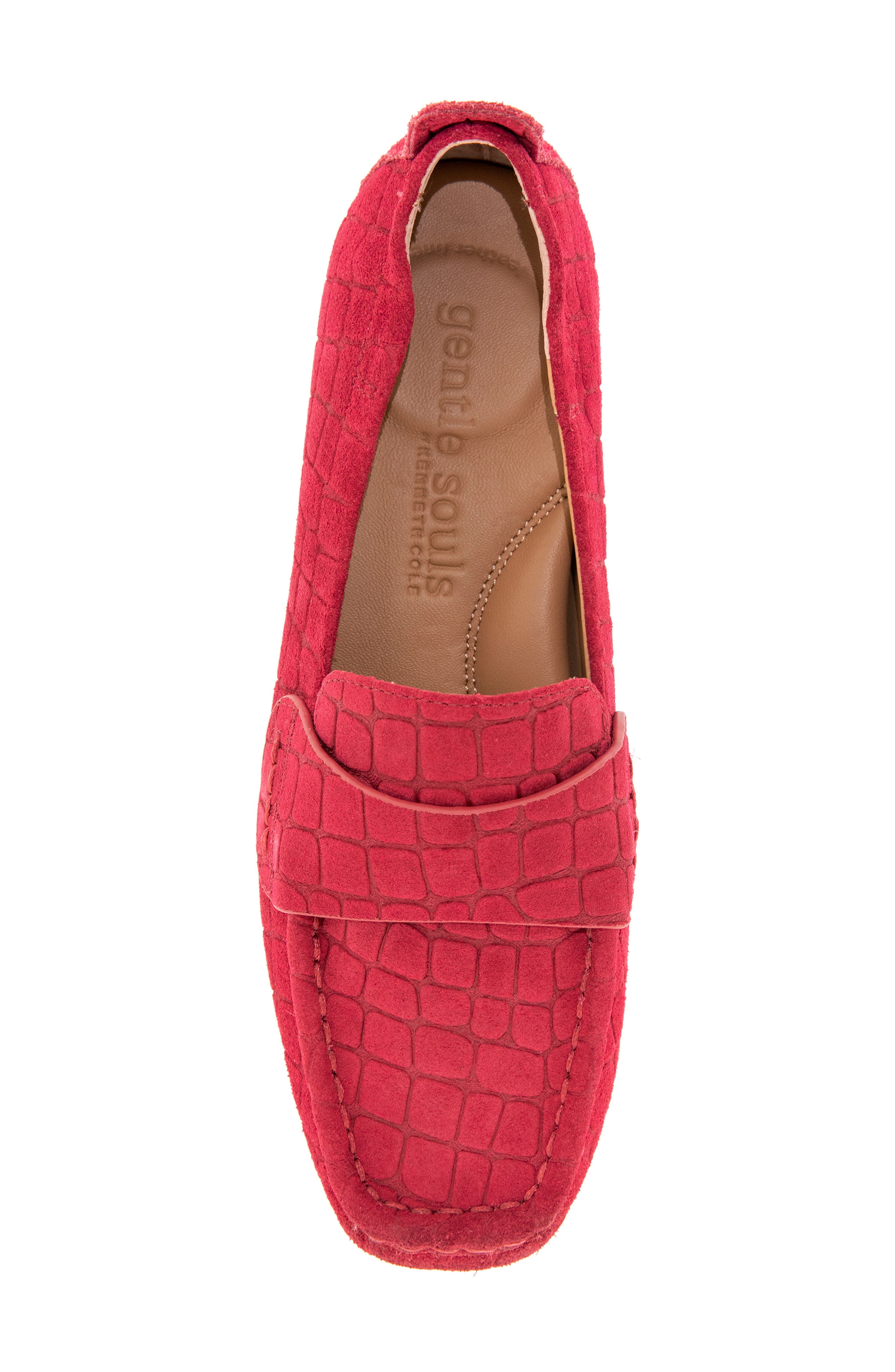 Sophie Loafer, Alternate, color, RIO RED CROC SUEDE