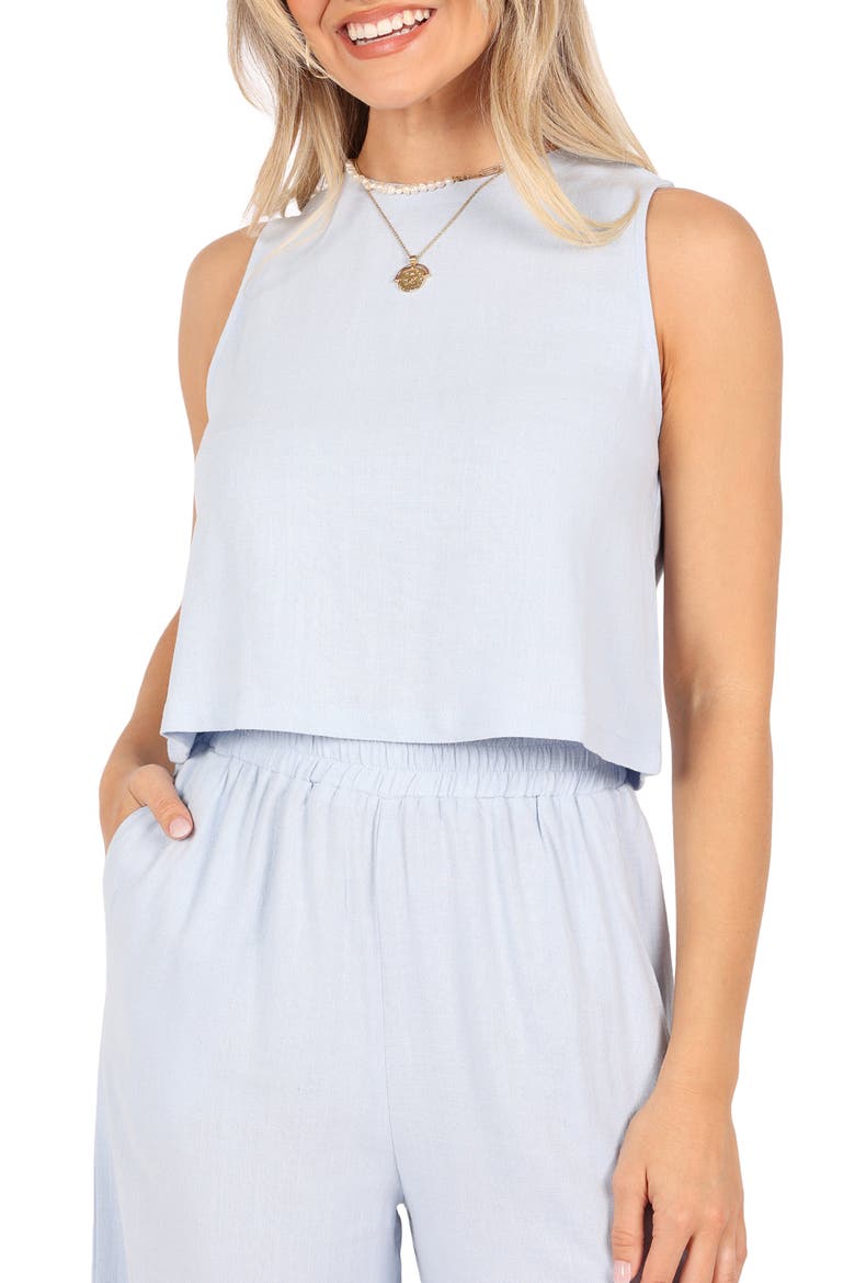 Marnie Tank & Wide Leg Pants Linen Set, Alternate, color, BLUE