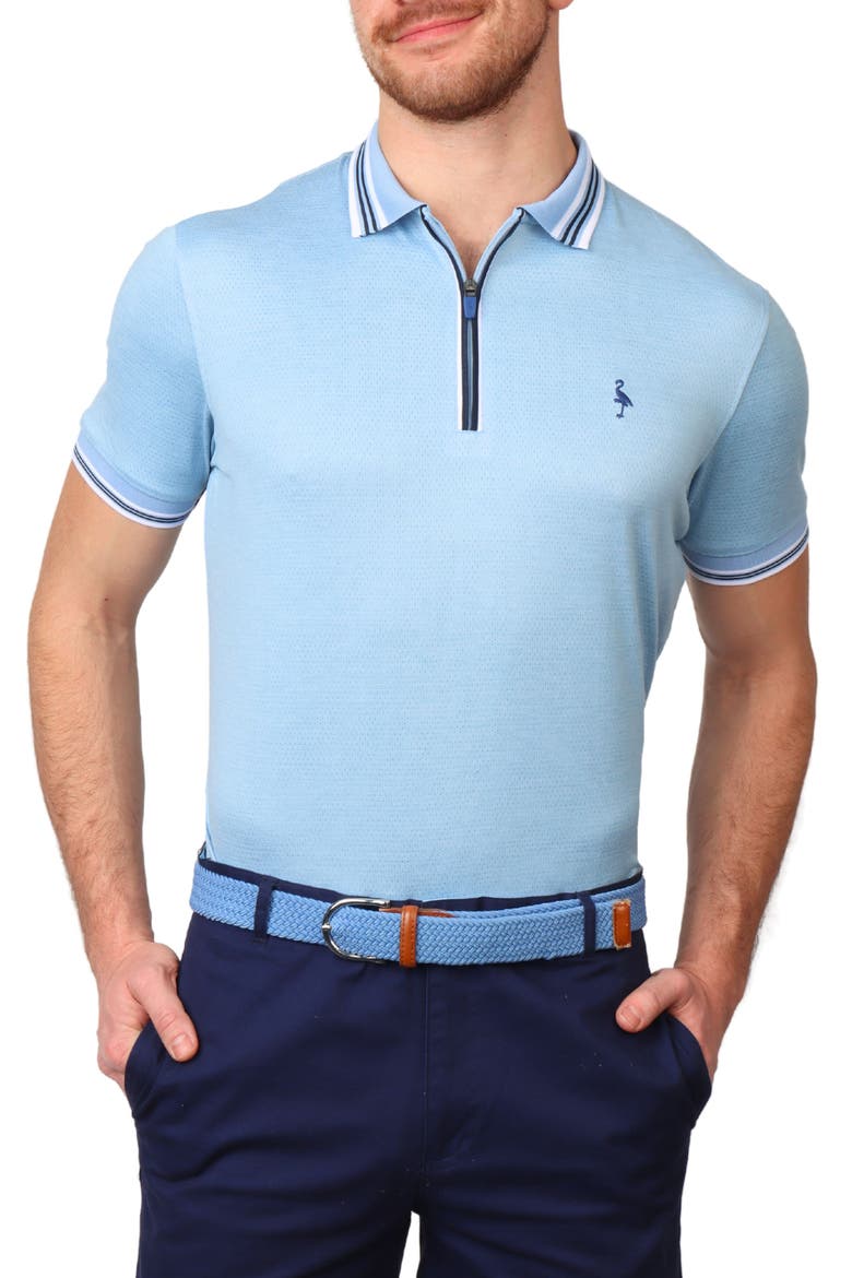 Solid Perforated Performance Quarter Zip Polo, Alternate, color, BLUE