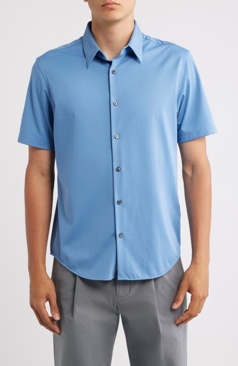 Irving Structure Knit Short Sleeve Button-Up Shirt
