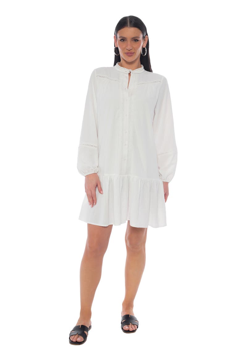 Long Sleeve Drop Waist Shirtdress, Alternate, color, WHITE