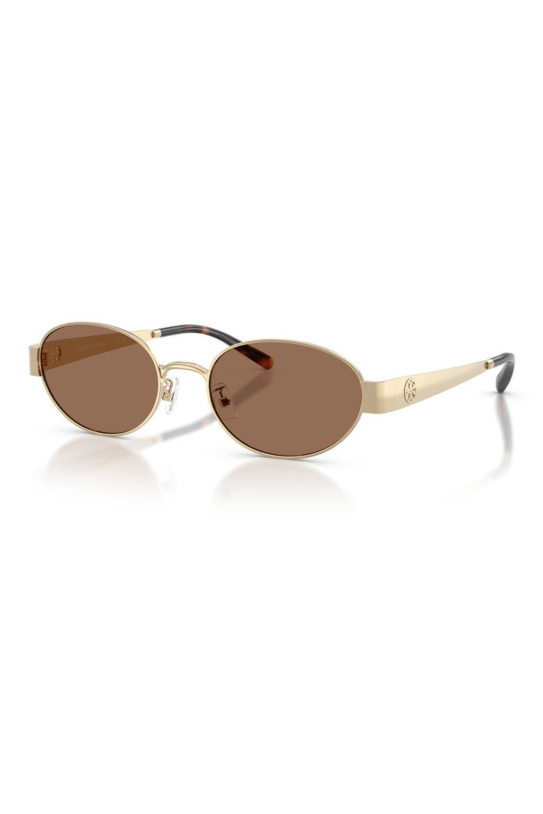 54mm Oval Sunglasses, Alternate, color, SHINY LIGHT GOLD / DARK BROWN