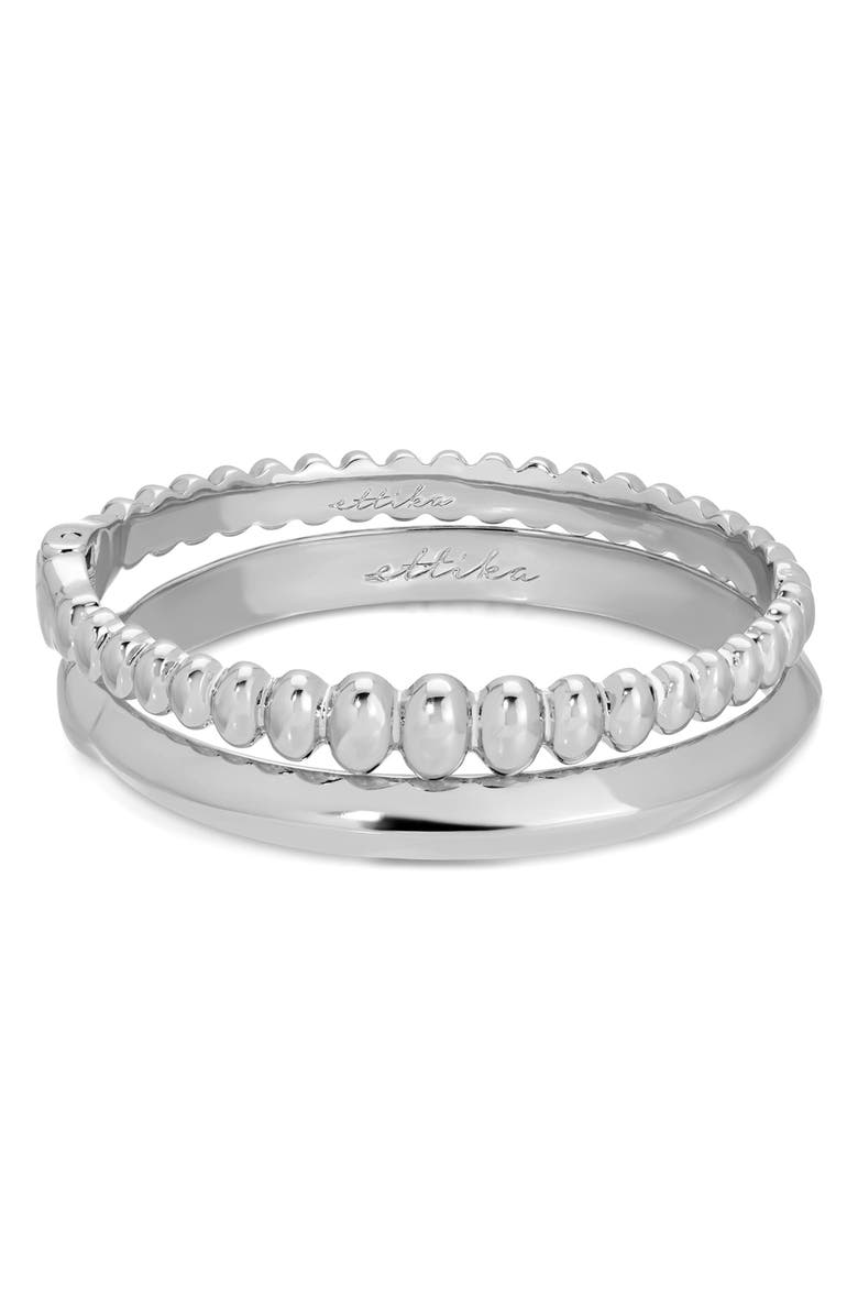 Ettika Set of 2 Stacking Bangles, Main, color, Silver