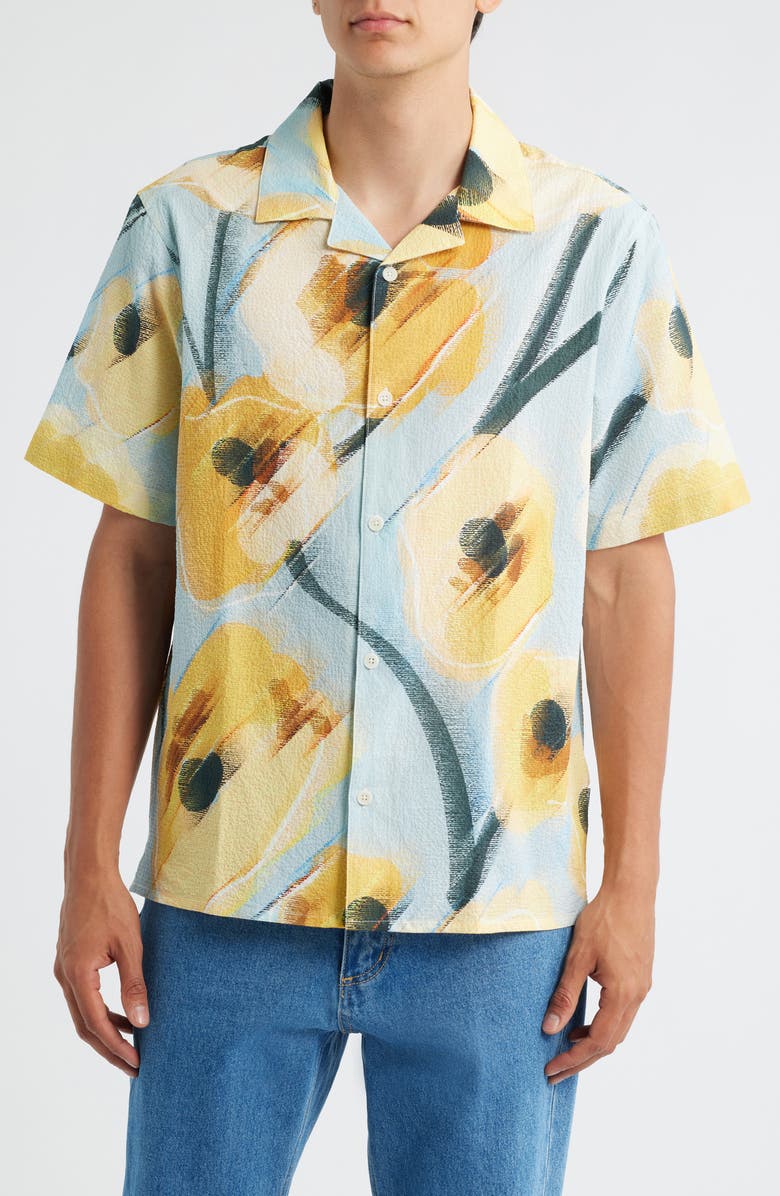 Wax London Didcot Camp Shirt, Main, color, Blue / Yellow