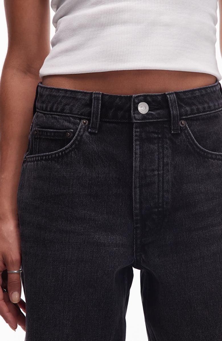 Topshop Kort High Waist Straight Leg Jeans, Alternate, color, Black