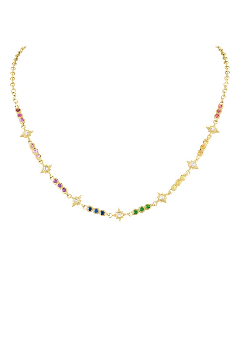 Rainbow Stars Necklace, Main, color, YELLOW GOLD, RAINBOW