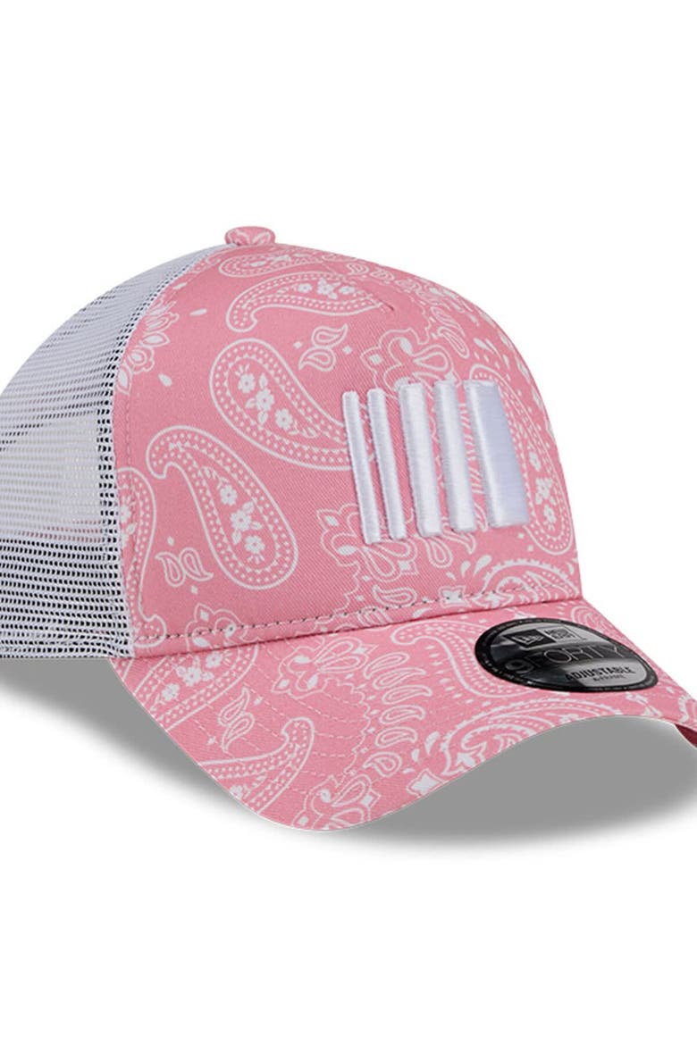 Men's New Era  Pink 9FORTY A-Frame Trucker Paisley Adjustable Hat, Alternate, color, Pink