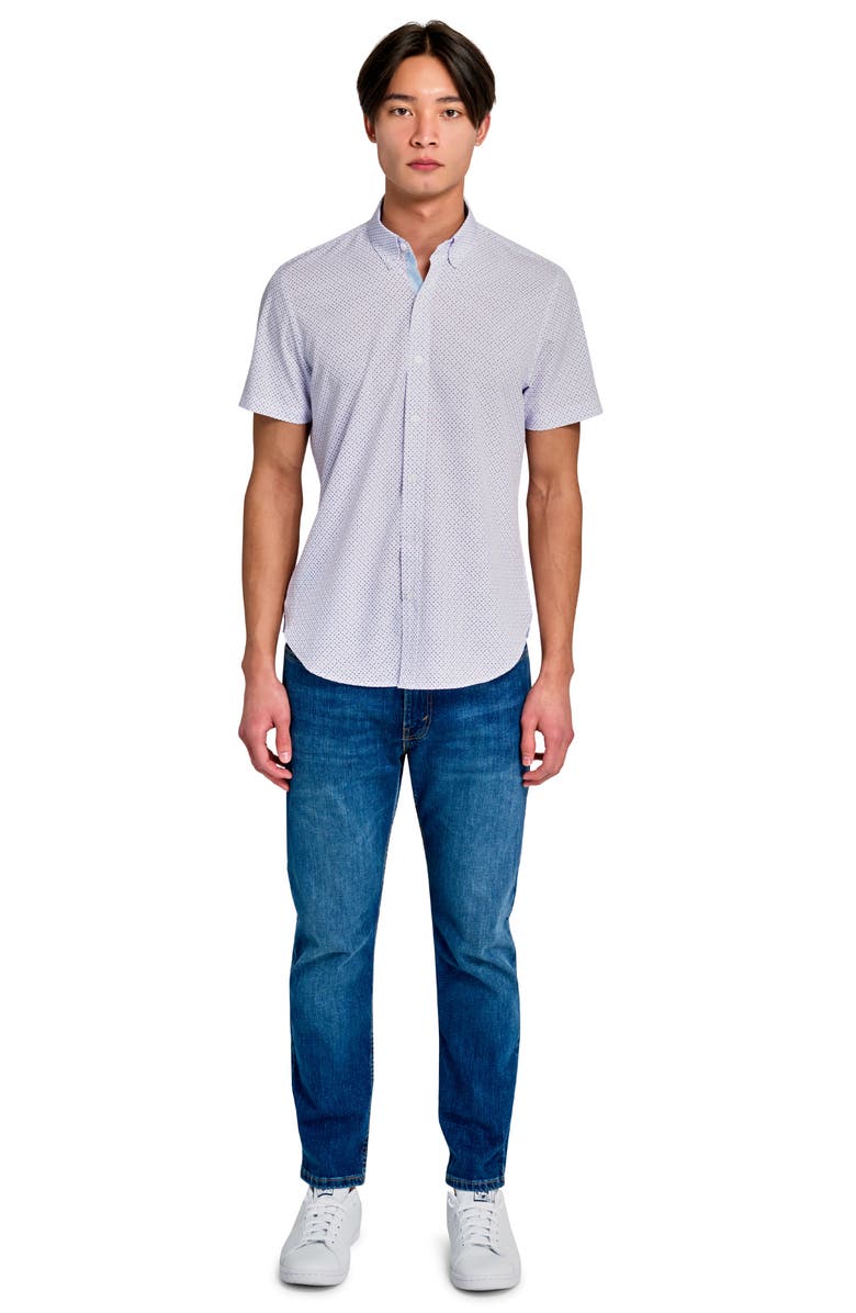 CONSTRUCT Dot Stretch Woven Short Sleeve Shirt, Alternate, color, White Polka Dot