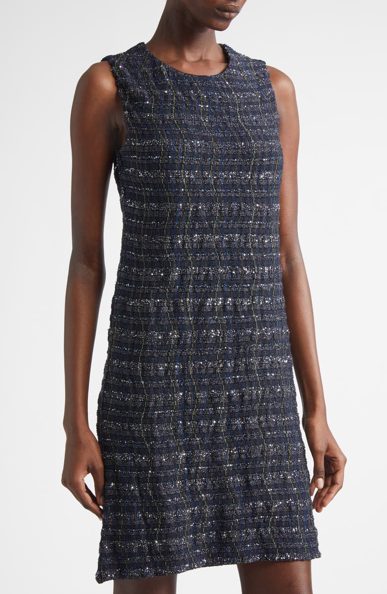 Missoni Sequin Check Sheath Dress, Alternate, color, Blue Tones