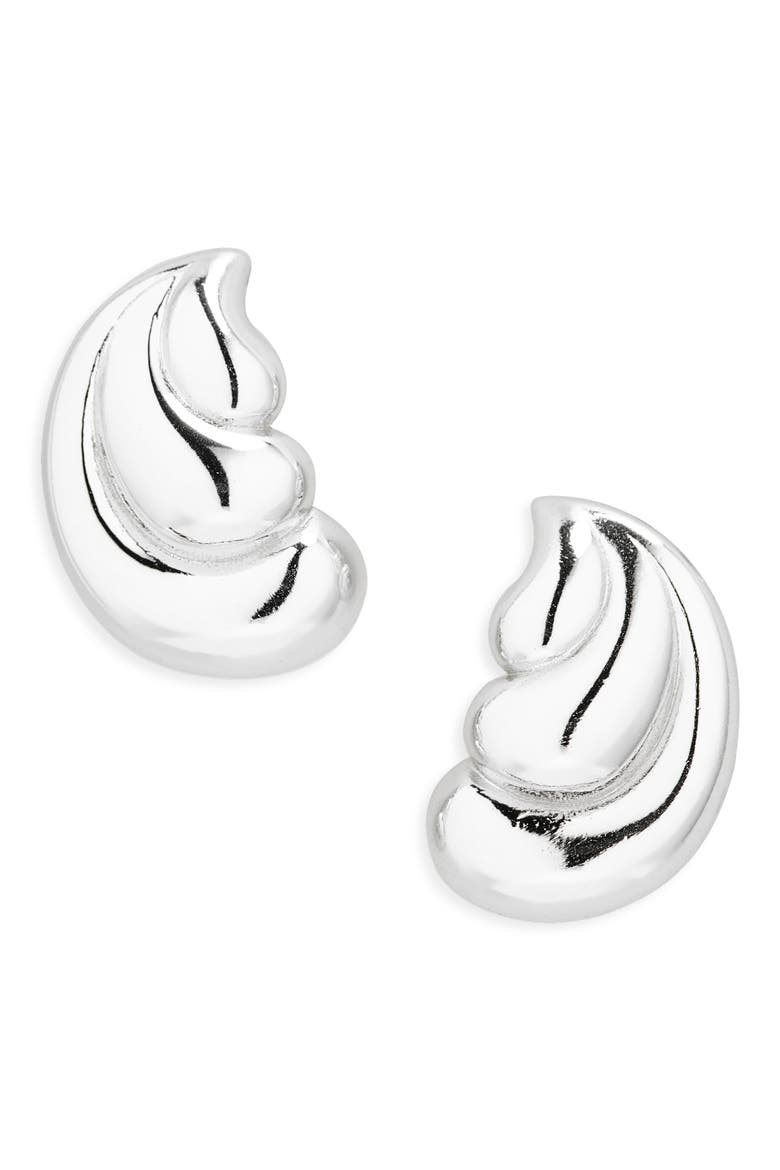Triple Texture Stud Earrings, Main, color, SILVER