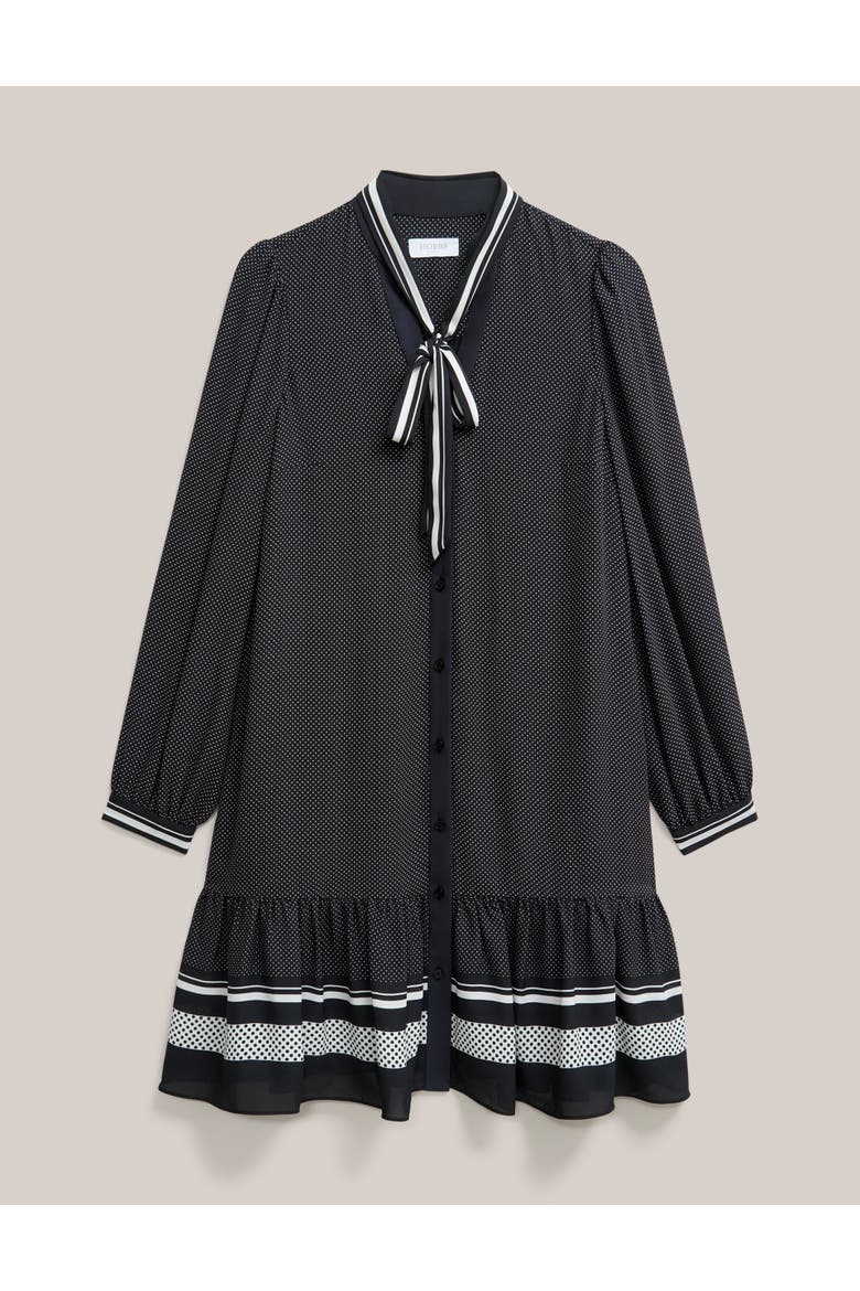Valerie Ruffle-Hem Mini Shift Dress, Alternate, color, Navy Ivory