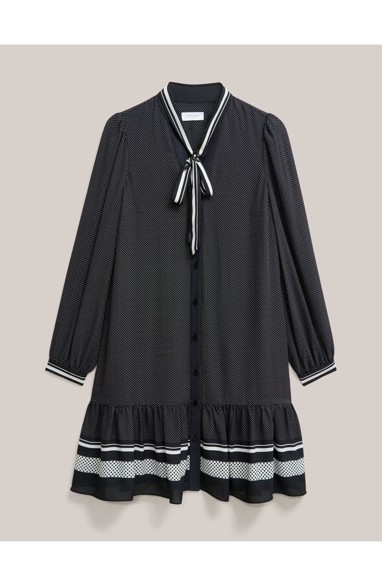 HOBBS LONDON Valerie Ruffle-Hem Mini Shift Dress, Alternate, color, Navy Ivory