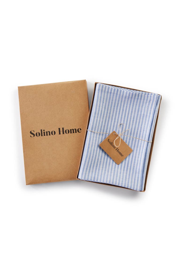 Linen Dinner Napkins Set of 4, 20 x 20" - Narrow Stripe, Alternate, color, Cornflower Blue and White
