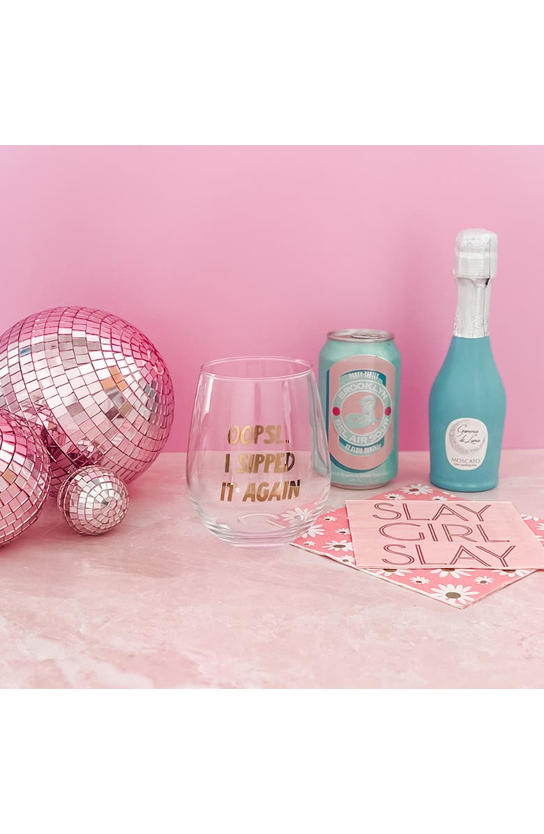 Jollity & Co Oops!...I sipped it again Wine Glass, Alternate, color, Assorted Pre-Pack