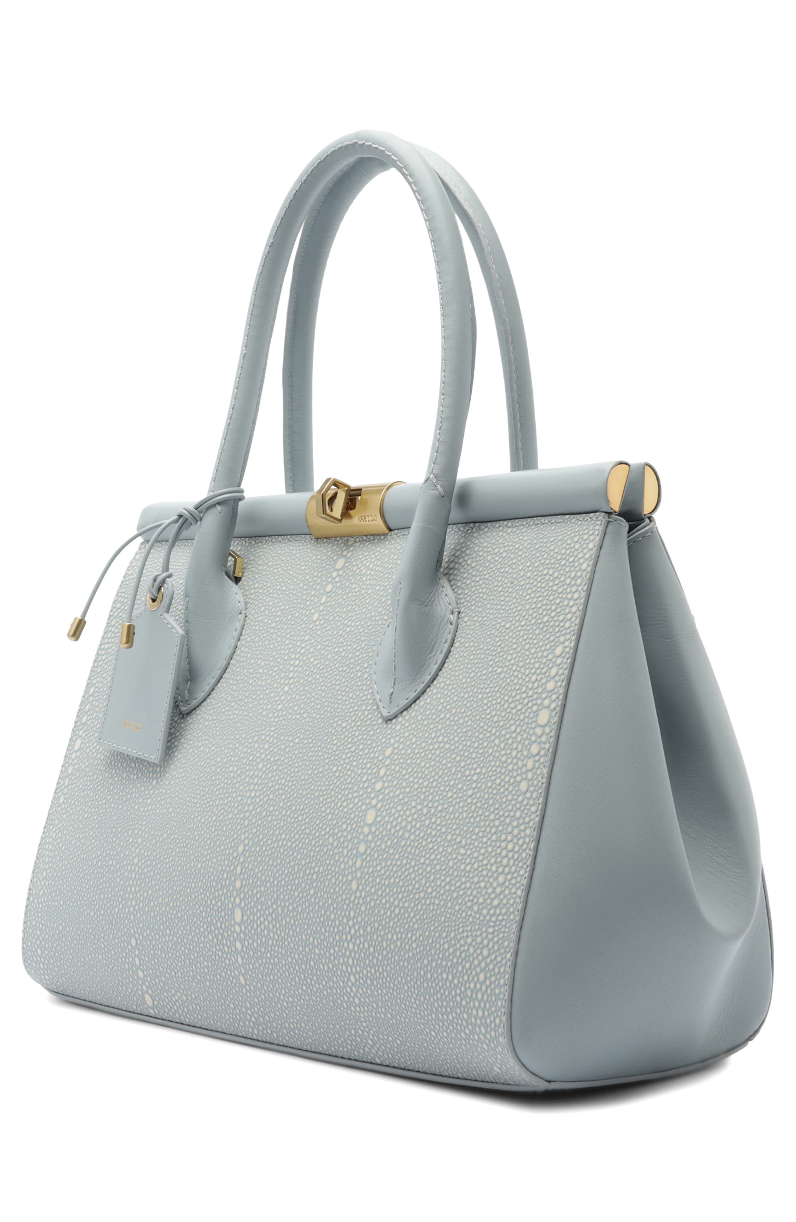 Arezzo Large Morgan Leather Tote, Alternate, color, Glacier Blue