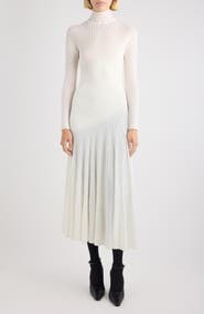 Alaïa Twisted Rib Long Sleeve Wool Blend Dress
