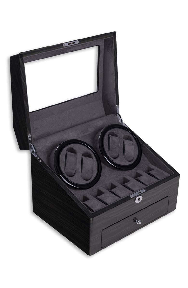 Bey-Berk Daytona 4-Watch Winder & Case, Alternate, color, Grey