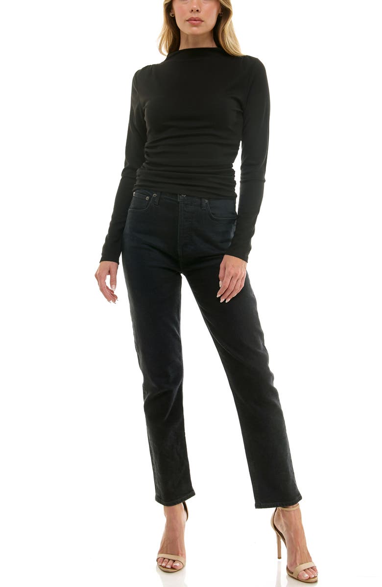 Urban Social Long Sleeve Mock Neck Rib Knit Top, Alternate, color, Black