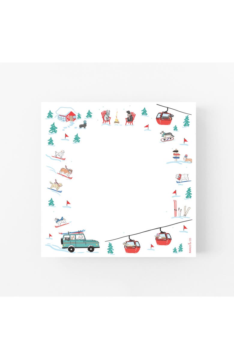Ramus & Co Ski Dogs Notepad 6" x 6" Square Notepad, Main, color,