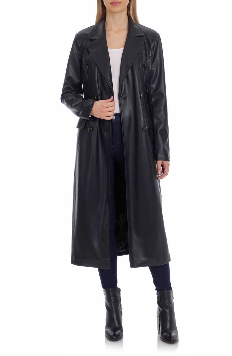 Avec Les Filles Faux Leather Trench Coat, Alternate, color, 