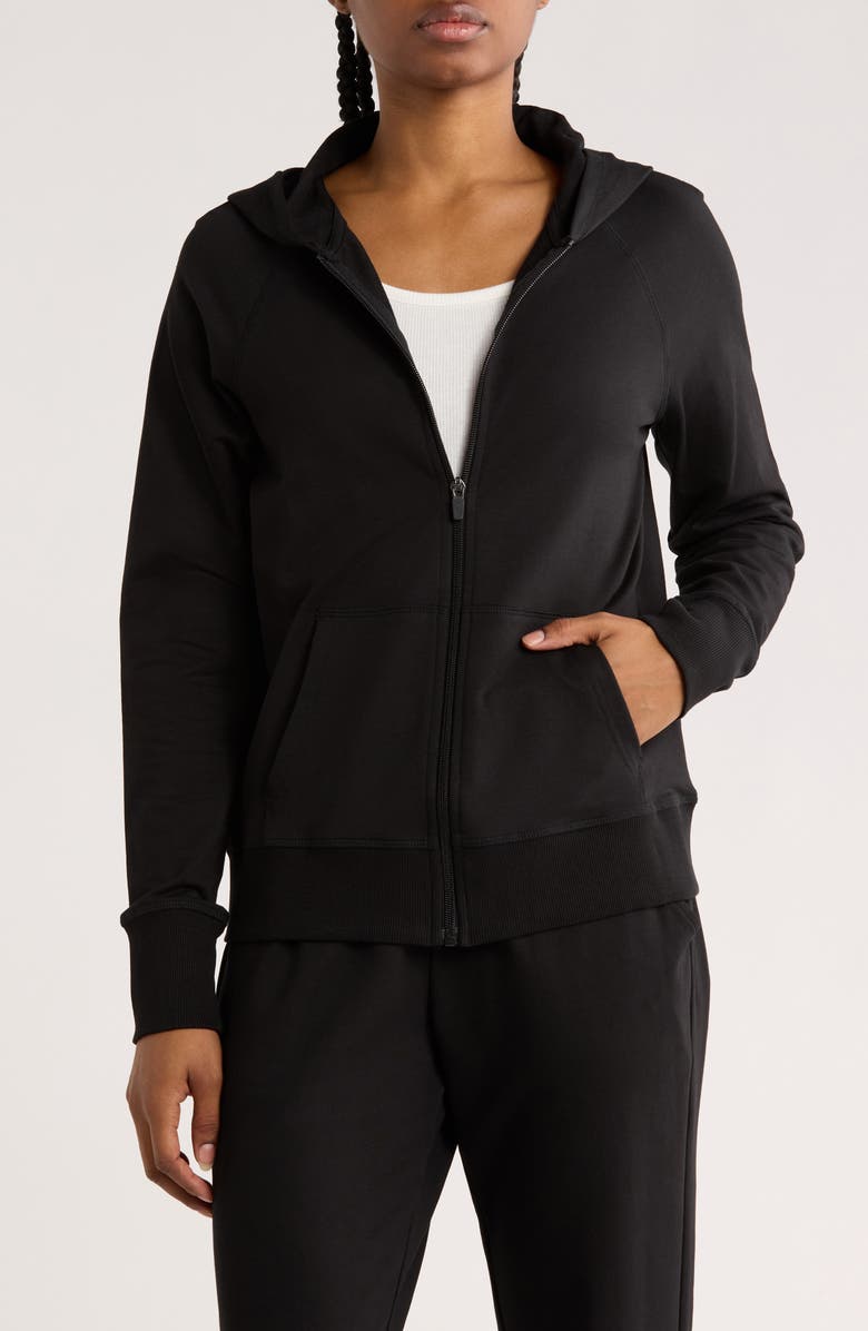 90 DEGREE BY REFLEX Everyday French Terry Full Zip Hoodie, Main, color, Black