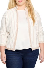 NIC+ZOE Notch Collar Stripe Knit Jacket