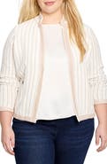 NIC+ZOE Notch Collar Stripe Knit Jacket