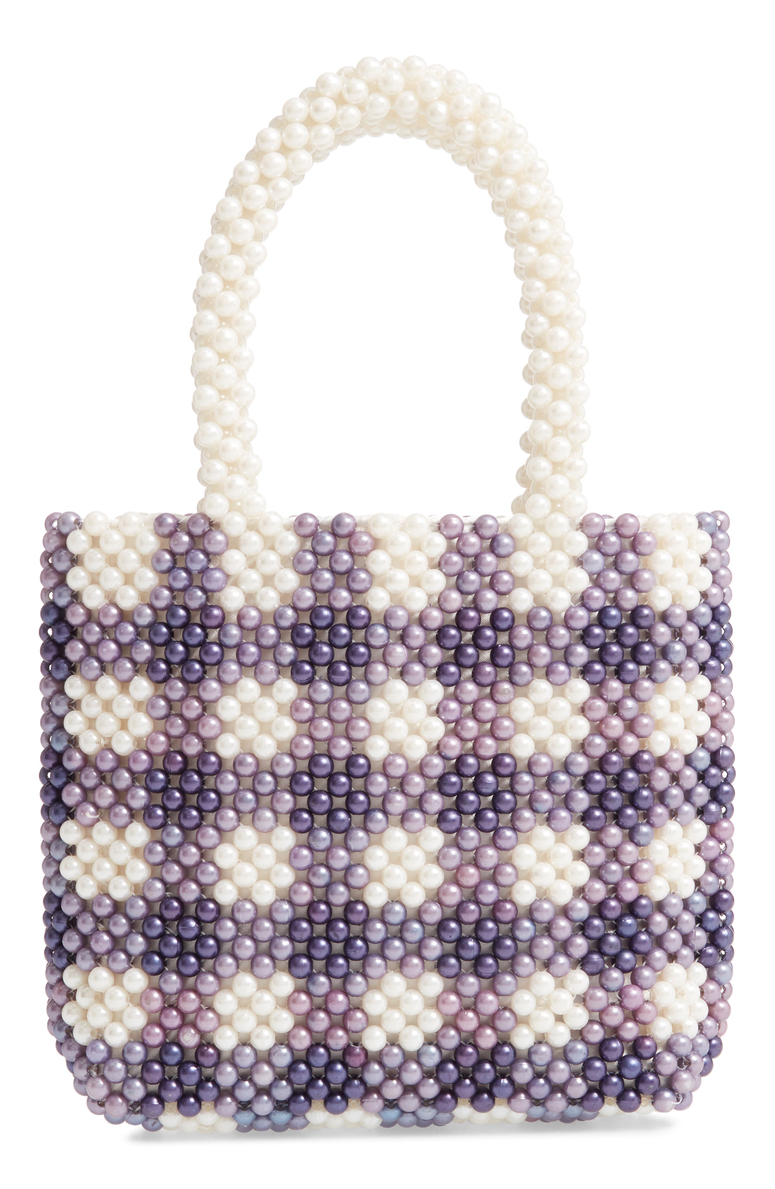 Skinnydip Penelope Imitation Pearl Check Handbag, Main, color, 