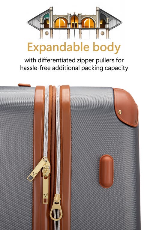 19v69 Italia Vintage 3 Piece Expandable Spinner Luggage Set In Gray