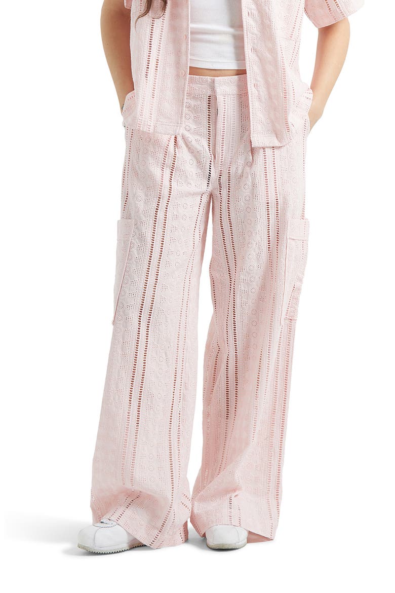 The Mercer Cotton Eyelet Wide Leg Pants, Main, color, CHALK PINK