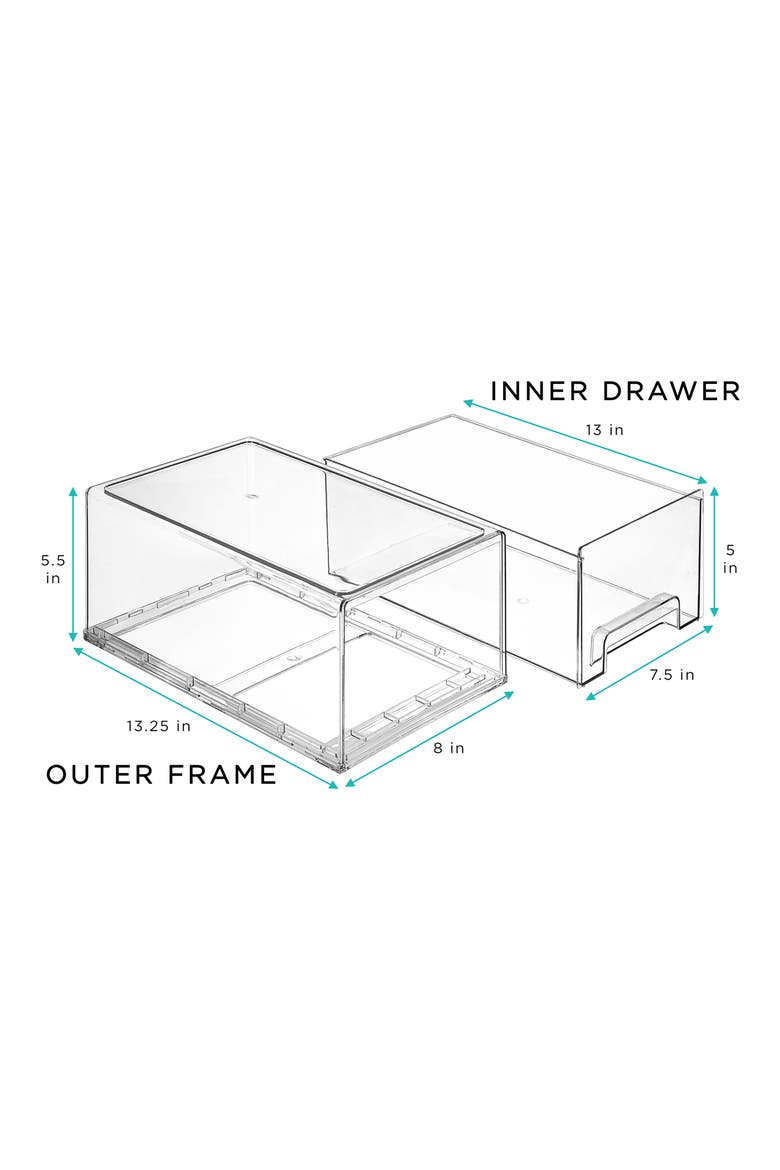 Large Set of 2 Fridge Organizer Drawers, Alternate, color, CLEAR