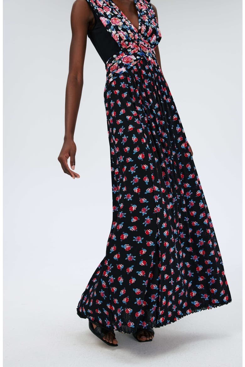 Marika Mixed Florals Mesh Dress, Alternate, color, FT/FORTUNE R DOT/BLK