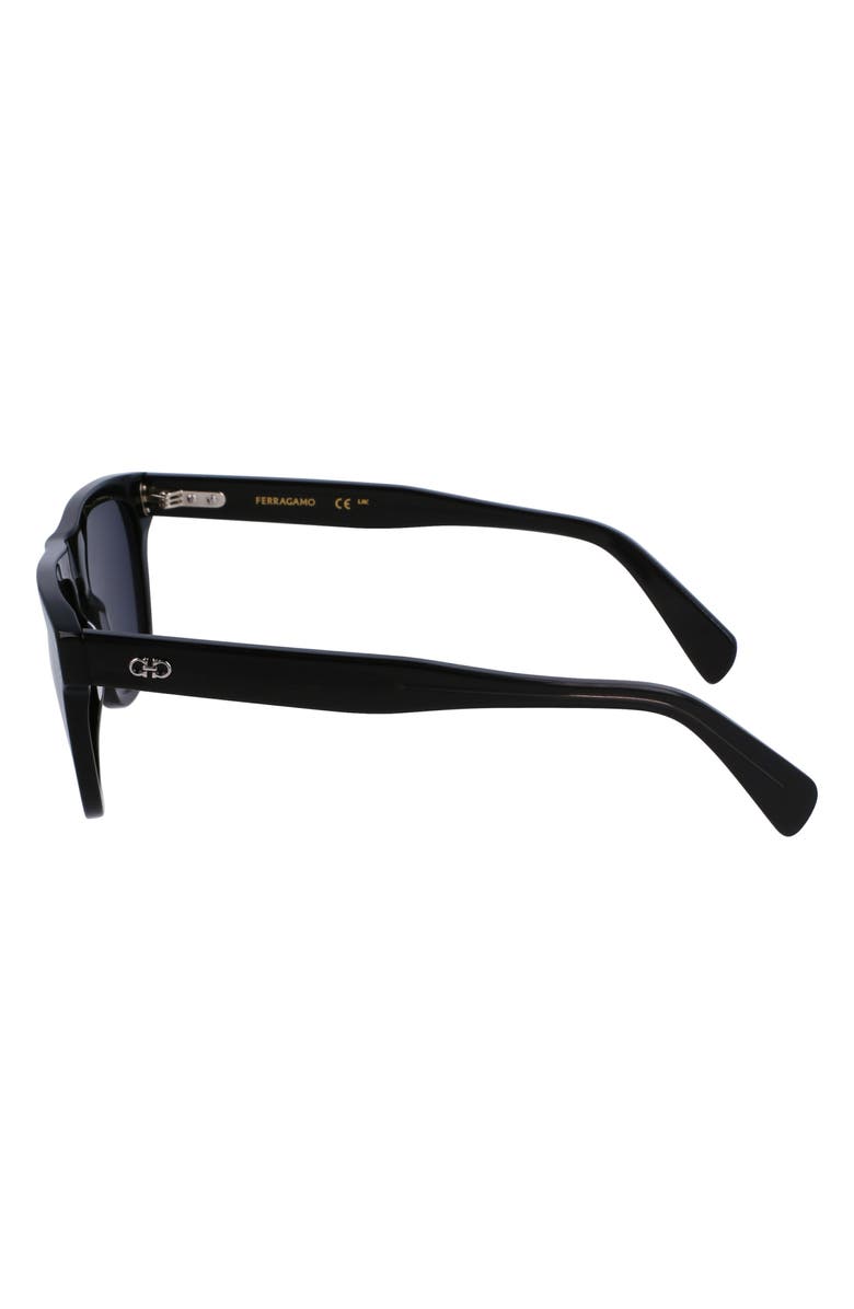 FERRAGAMO 55mm Gancini Teacup Sunglasses, Alternate, color, Black