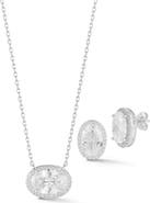 GLAZE JEWELRY Oval Cubic Zirconia Pendant Necklace & Earrings Set