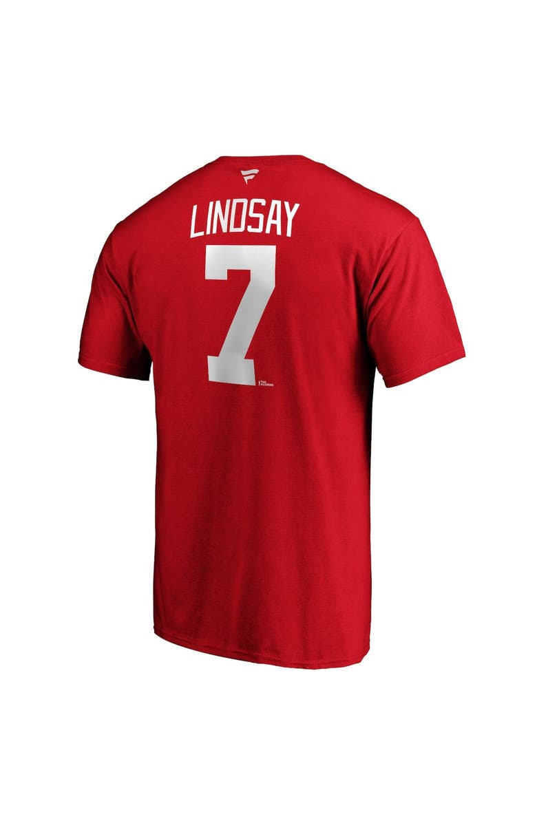 FANATICS Men's Fanatics Branded Ted Lindsay Red Detroit Red Wings Authentic Stack Retired Player Name & Number T-Shirt, Alternate, color, 