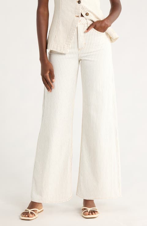 Charlie Pinstripe Wide Leg Jeans (Ticking Stripe)